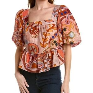 Marie Oliver Kaylee geometric Top Multicolor Patterned Top size XS